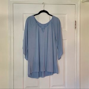 Cable & Gauge Sky Blue Dolman Sleeve Shirt Size 1X